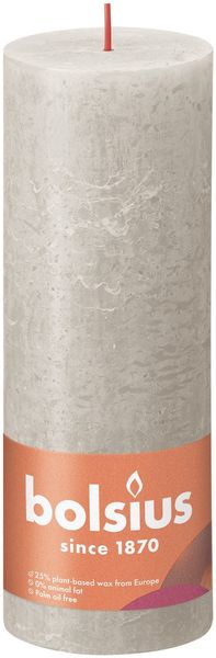 Bolsius Rustic Shine Pillar Candle 190 x 68- Sandy Grey