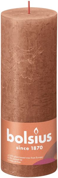 Bolsius Rustic Shine Pillar Candle 190 x 68- Rusty Pink