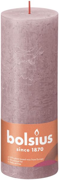 Bolsius Rustic Shine Pillar Candle 190 x 68- Ash Rose