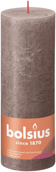 Bolsius Rustic Shine Pillar Candle 190 x 68 - Rustic Taupe