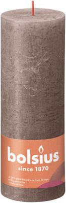 Bolsius Rustic Shine Pillar Candle 190 x 68 - Rustic Taupe