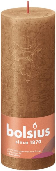 Bolsius Rustic Shine Pillar Candle 190 x 68- Spice Brown