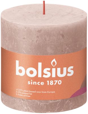 Bolsius Rustic Shine Pillar Candle 100 x 100 - Misty Pink 