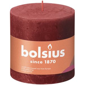 Bolsius Rustic Shine Pillar Candle 100 x 100 - Rustic Delicate Red