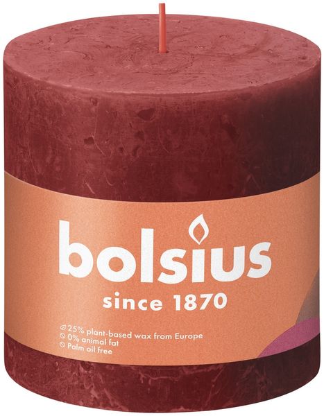 Bolsius Rustic Shine Pillar Candle 100 x 100 - Rustic Delicate Red