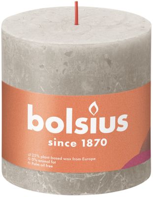 Bolsius Rustic Shine Pillar Candle 100 x 100 - Sandy Grey