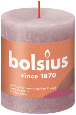 Bolsius Rustic Shine Pillar Candle 80 x 68 - Ash Rose