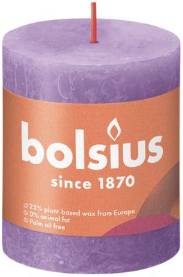 Bolsius Rustic Shine Pillar Candle 80 x 68 - Vibrant Violet