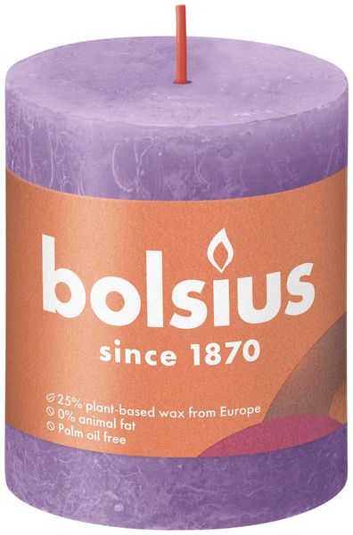 Bolsius Rustic Shine Pillar Candle 80 x 68 - Vibrant Violet