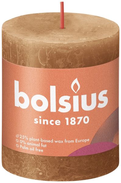 Bolsius Rustic Shine Pillar Candle 80 x 68 - Spice Brown