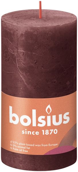 Bolsius Rustic Shine Pillar Candle 130 x 68- Velvet Red