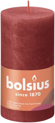 Bolsius Rustic Shine Pillar Candle 130 x 68 - Delicate Red