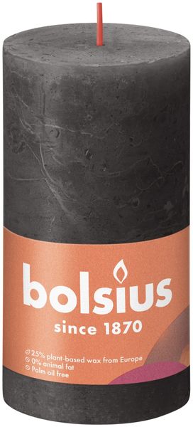Bolsius Rustic Shine Pillar Candle 130 x 68- Stormy Grey