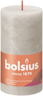 Bolsius Rustic Shine Pillar Candle 130 x 68 - Sandy Grey