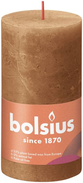 Bolsius Rustic Shine Pillar Candle 130 x 68 - Spice Brown