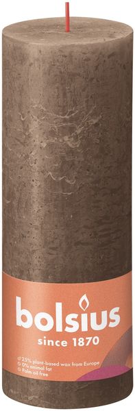 Bolsius Rustic Shine Pillar Candle 190 x 68 - Suede Brown