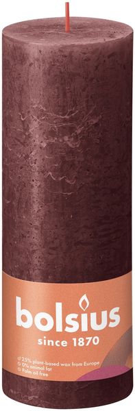 Bolsius Rustic Shine Pillar Candle 190 x 68 - Velvet red