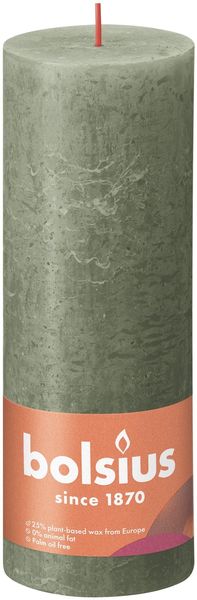 Bolsius Rustic Shine Pillar Candle 190 x 68 - Fresh Olive