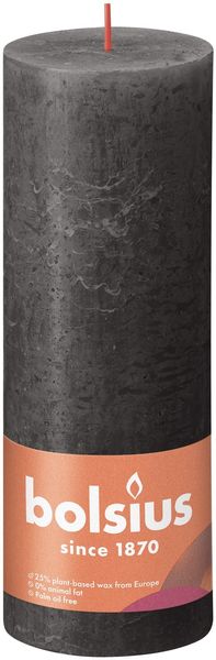 Bolsius Rustic Shine Pillar Candle 190 x 68- Stormy Grey