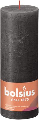 Bolsius Rustic Shine Pillar Candle 190 x 68- Stormy Grey