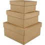 Square Boxes, H: 5+6+7,5 cm, size 10+12,5+15 cm,