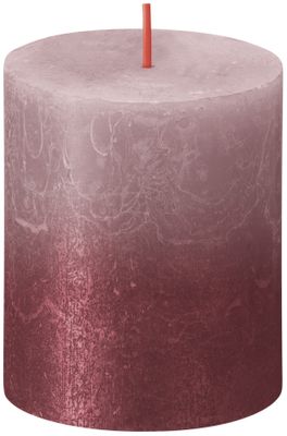 Bolsius Rustic Metallic Candle 80 x 68 - Faded Rose Red