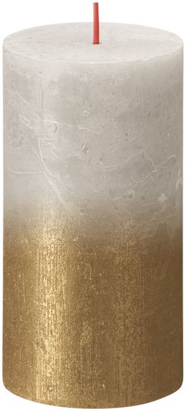 Bolsius Rustic Metallic Candle 130 x 68 - Faded  Sandy Grey Gold