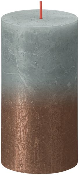 Bolsius Rustic Metallic Candle 130 x 68 - Faded  Eucalyptus Green Copper