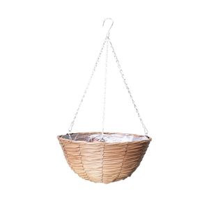 14\" Faux Rattan Hanging Basket, Natural