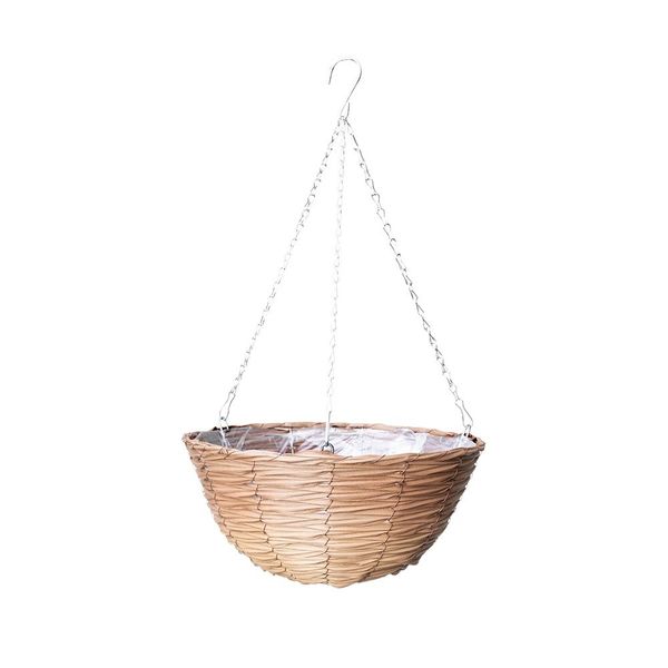 14 faux rattan hanging basket natural garden mall fence post baskets