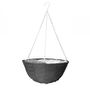 	14\" Faux Rattan Hanging Basket, Black