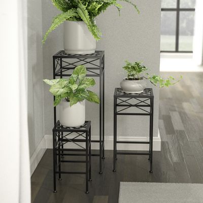 3-Piece Nested Cross Hatch Square Plant Stands