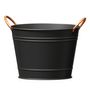 Modern Farmhouse 14\" Washtub Planter with Copper Handles, Matte Black