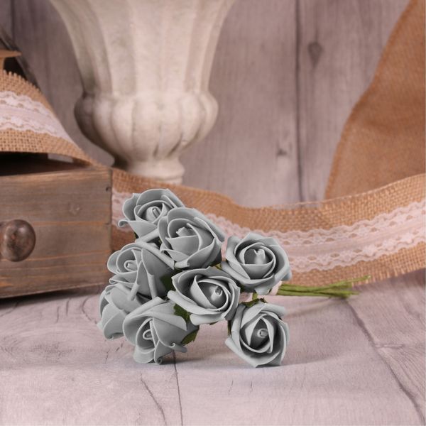 Foam Tea Rose Bud X8 Grey (12/120)