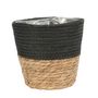 23cm Round Two Tone Seagrass and Black Paper Basket