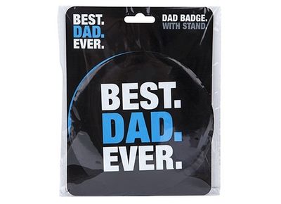 	15CM JUMBO BEST DAD EVER BADGE ON CARD IN OPP BAG