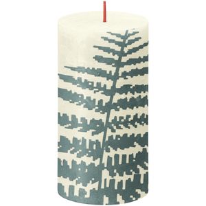 Bolsius Rustic Silhouette Candle 130 x 68 - Soft Pearl Fern
