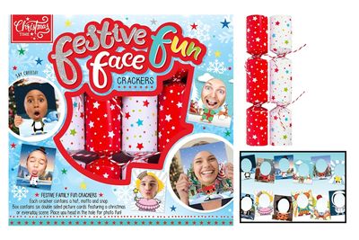 	6 Festive Face Fun Game Crackers