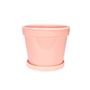 Painted TC Pot with Saucer Vintage Pink-Stoneware (13x11cm)