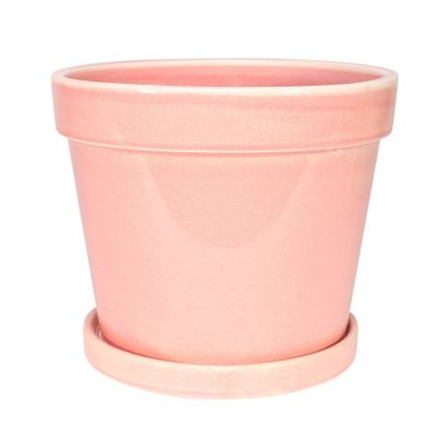 Painted TC Pot with Saucer Vintage Pink-Stoneware (20x17cm)