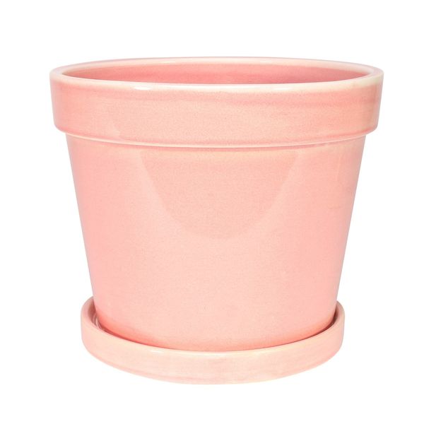 Painted TC Pot with Saucer Vintage Pink-Stoneware (20x17cm)