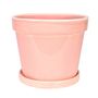 Painted TC Pot with Saucer Vintage Pink-Stoneware (20x17cm)