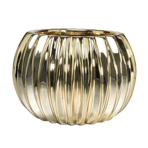 18.3cm Gold Elecroplated Ribbed Orchid Pot 