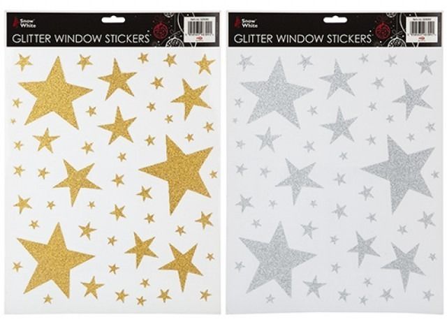 Glitter Stars Window Stickers (2 Assorted)