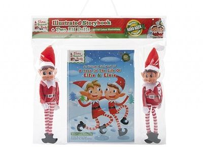 A4 Elf Book Set With 2 10" Elf Dolls In Pvc Bag