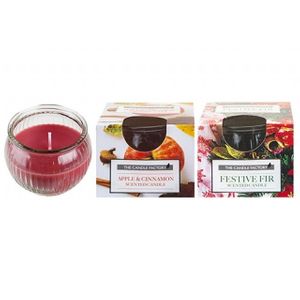 RIBBED GLASS JAR CANDLE IN BOX 2 ASSORTED