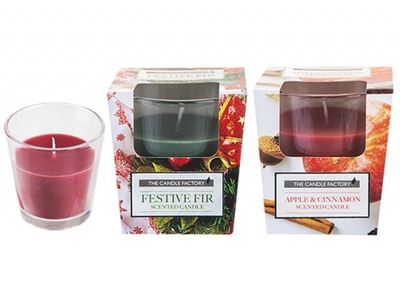 CHRISTMAS GLASS CUP CANDLE IN 2 FRAGRANCES