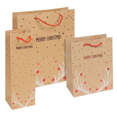 Set of 3 Merry Christmas Antlers Gift Bags