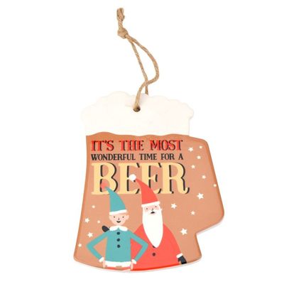 Most Wonderful Time for a Beer Christmas Hanging Plaque