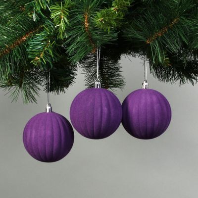 Purple 8cm Velvet Watermelon Baubles